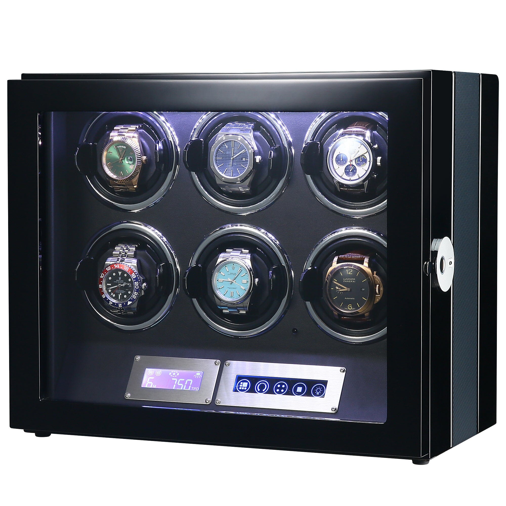Flinders Watch Winder for 6 Watches with Fingerprint Lock Watch Winder Boxes Clinks 