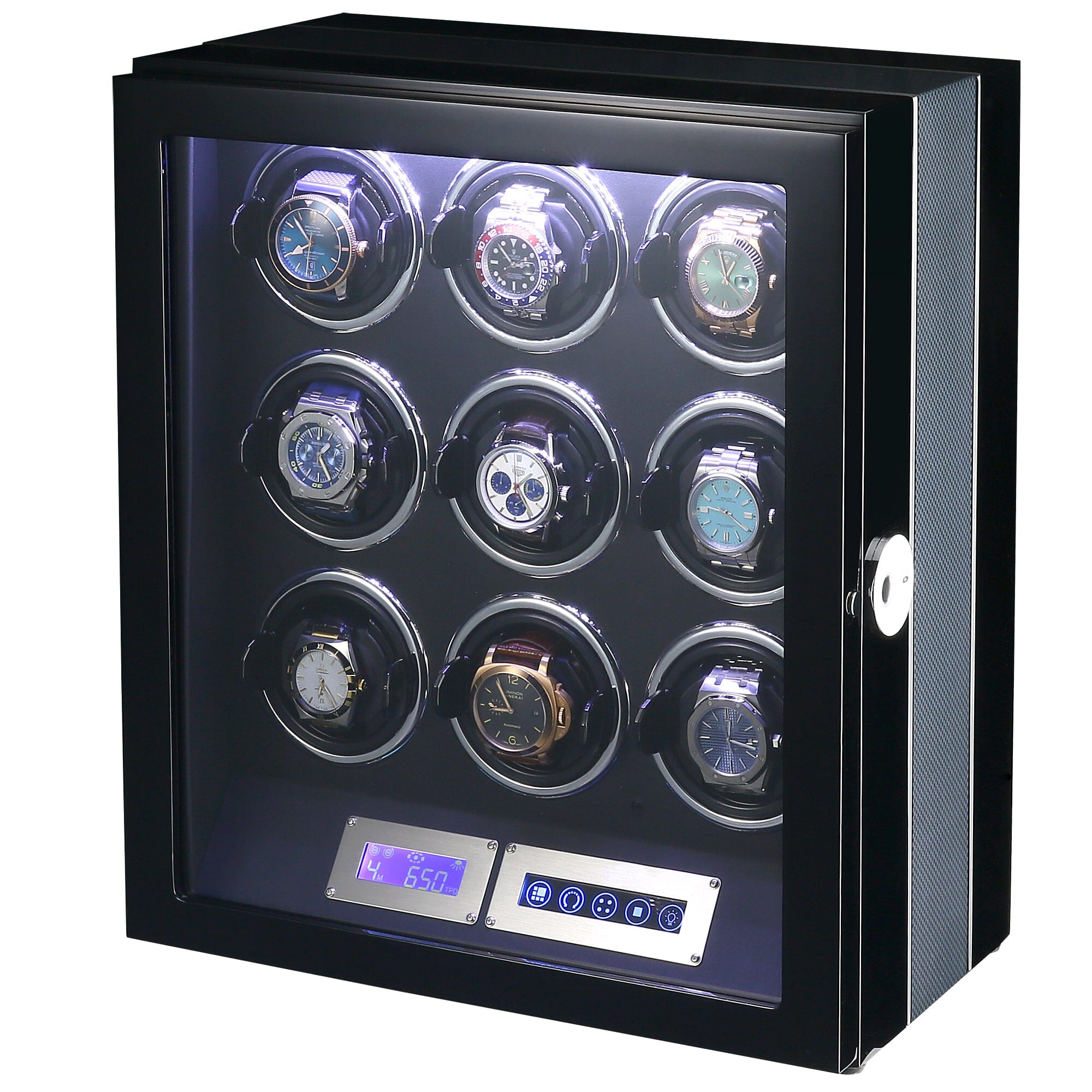 Flinders Watch Winder for 9 Watches with Fingerprint Lock Watch Winder Boxes Clinks 