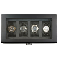 4 Slots Wooden Watch Box with Charcoal Interior and Drawer