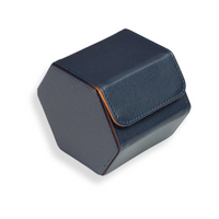 Seconds - Hex Leather Watch Roll 1 Slot in Navy/Orange