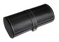 Cufflinks and Watch Roll Case in Black Carbon Fibre Vegan Leather Watch Boxes Clinks