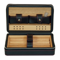 Black Travel Cigar Humidor Leather Case for Cigars