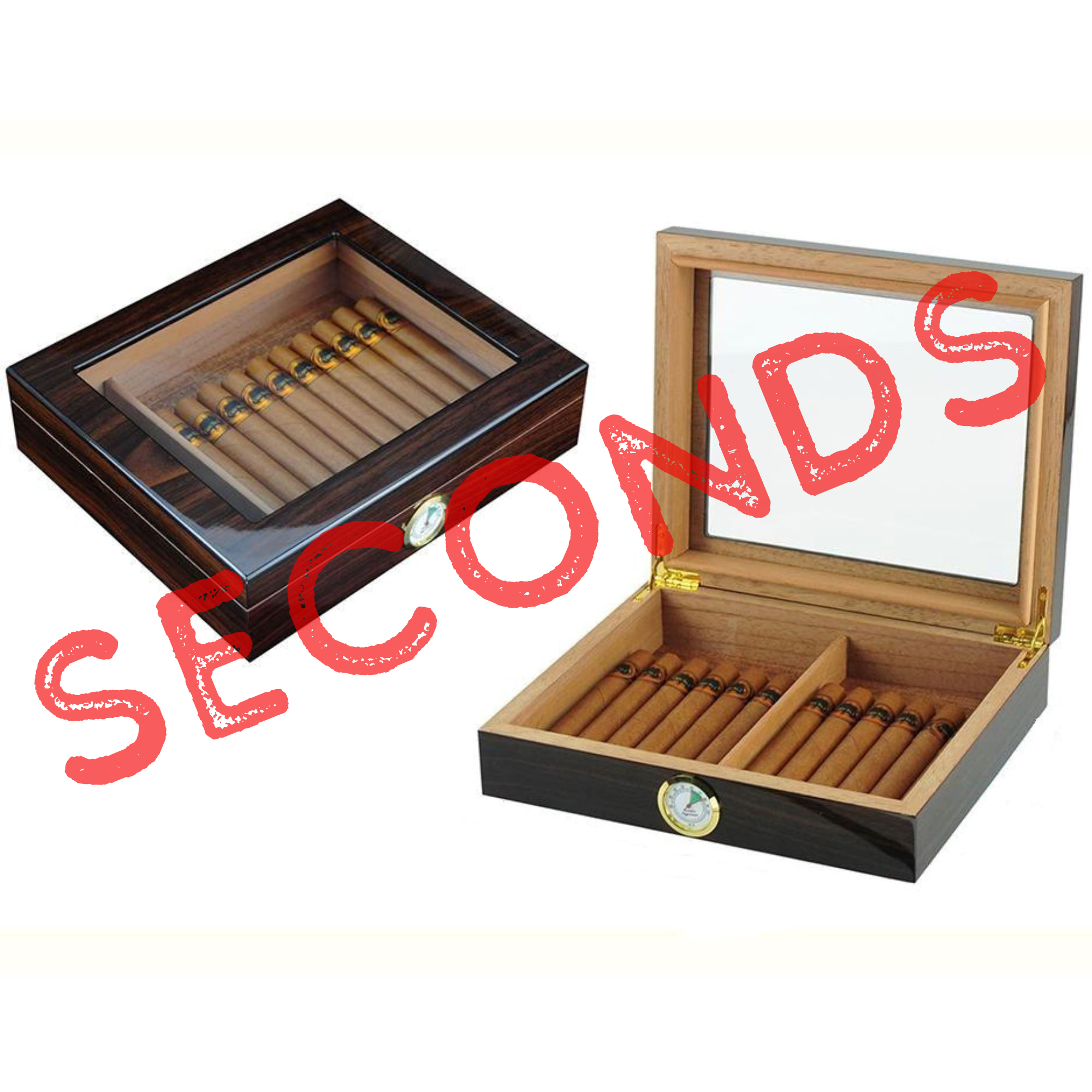 Seconds - 12-20 CT Walnut Cigar Humidor Spanish Cedar Box for Cigars (D)