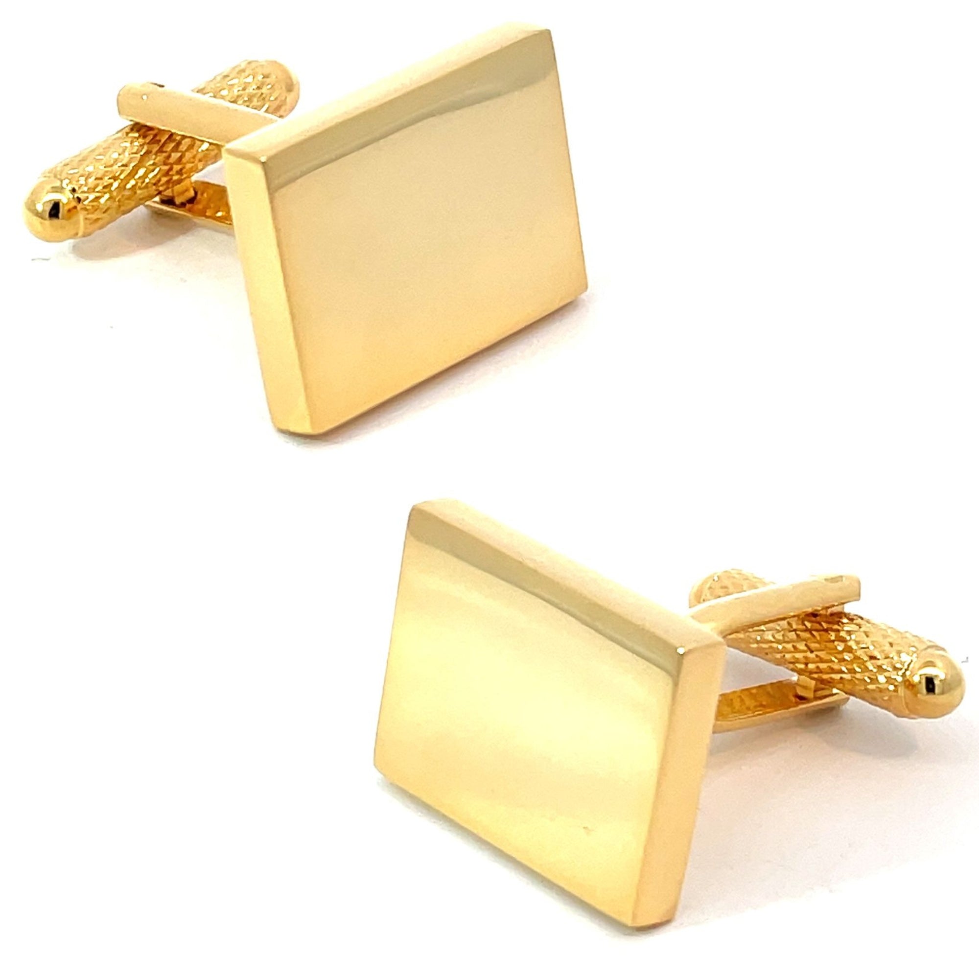 Plain Rectangular Gilt Engravable Cufflinks