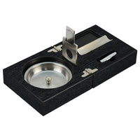 Oak Black Wooden Foldable Cigar Ashtray with Cigar Cutter