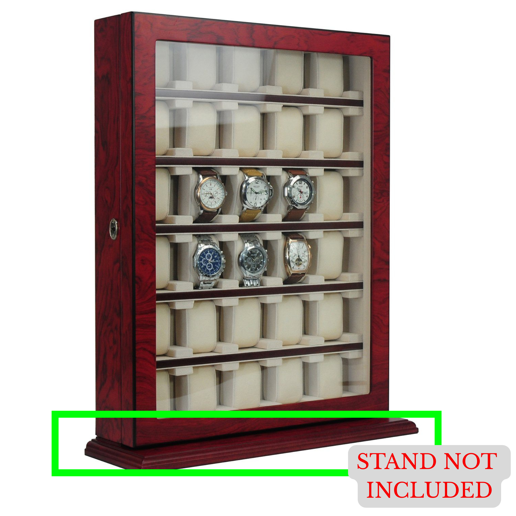 Seconds - Bubinga Wooden Watch Cabinet for 30 watches (No Stand - Wall Mount Only)