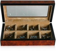 8 Pair Wooden (Elm Burl) Storage Box Cufflink Boxes Clinks Australia