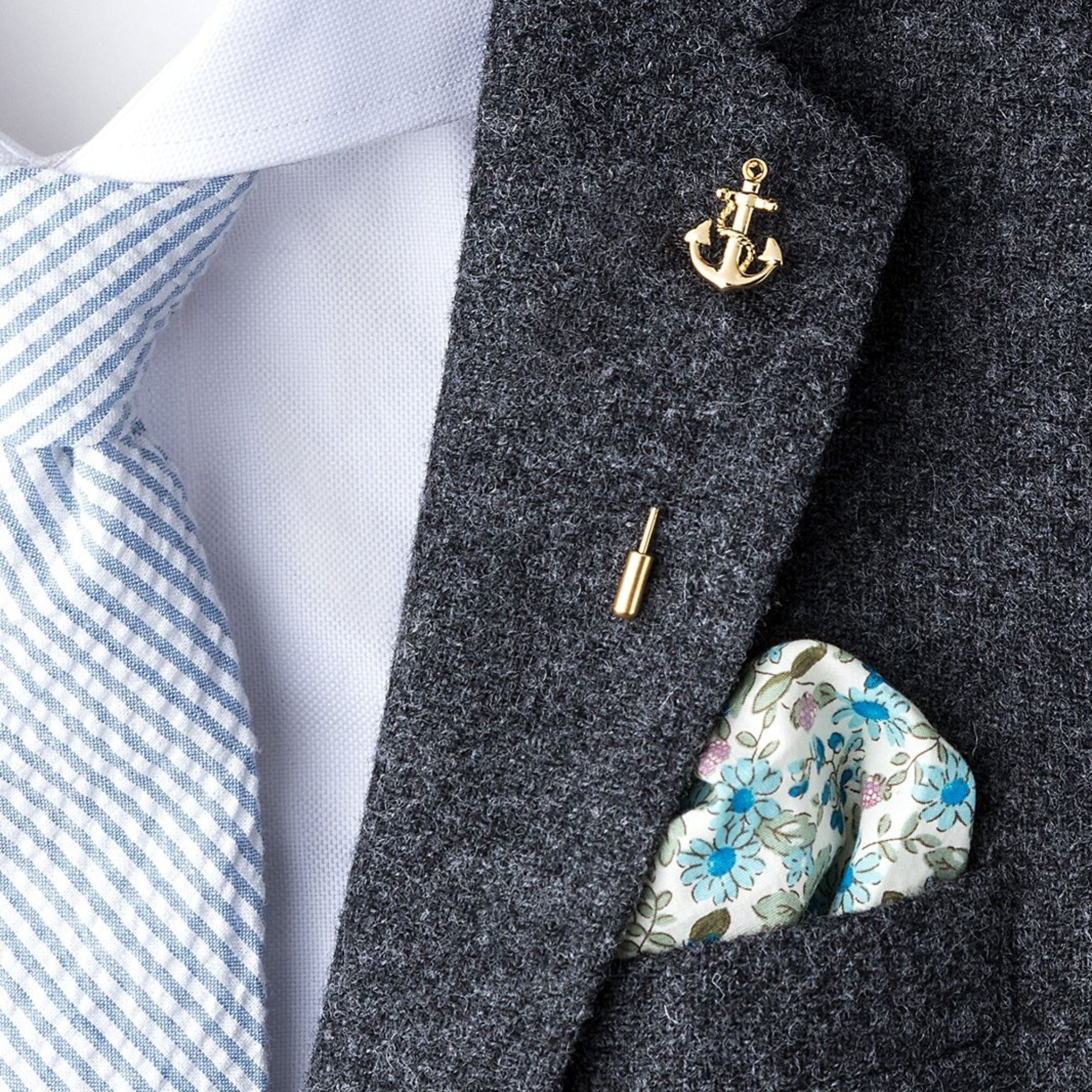 Anchor With Rope Lapel Stick Pin in Gold Lapel Pin Clinks 