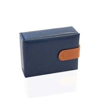 Real Leather Cufflink Wallet - Blue Cufflink Boxes Clinks