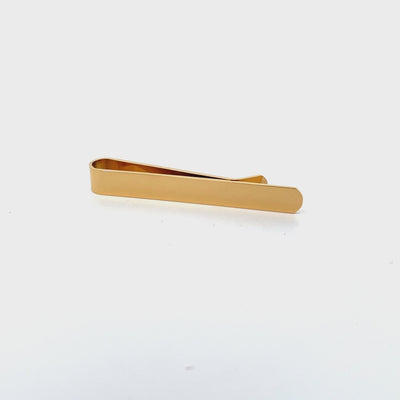 Engravable Shiny Gold Tie Bar curved end 50mm