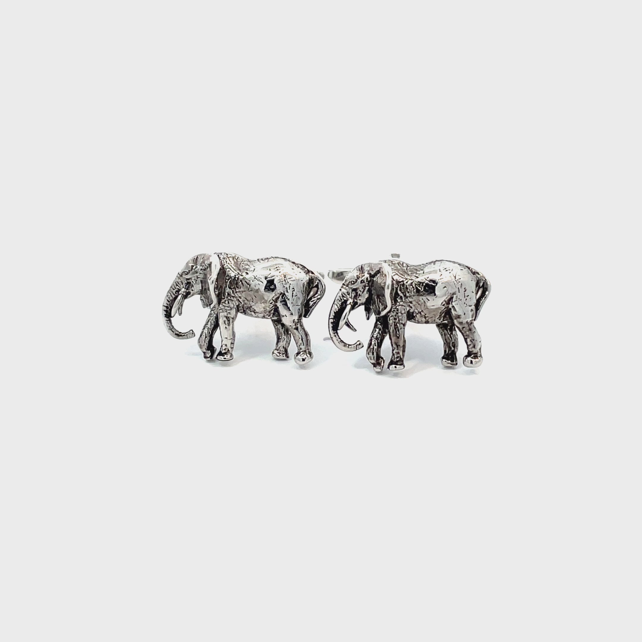 Elephant Cufflinks in Antiqued Silver