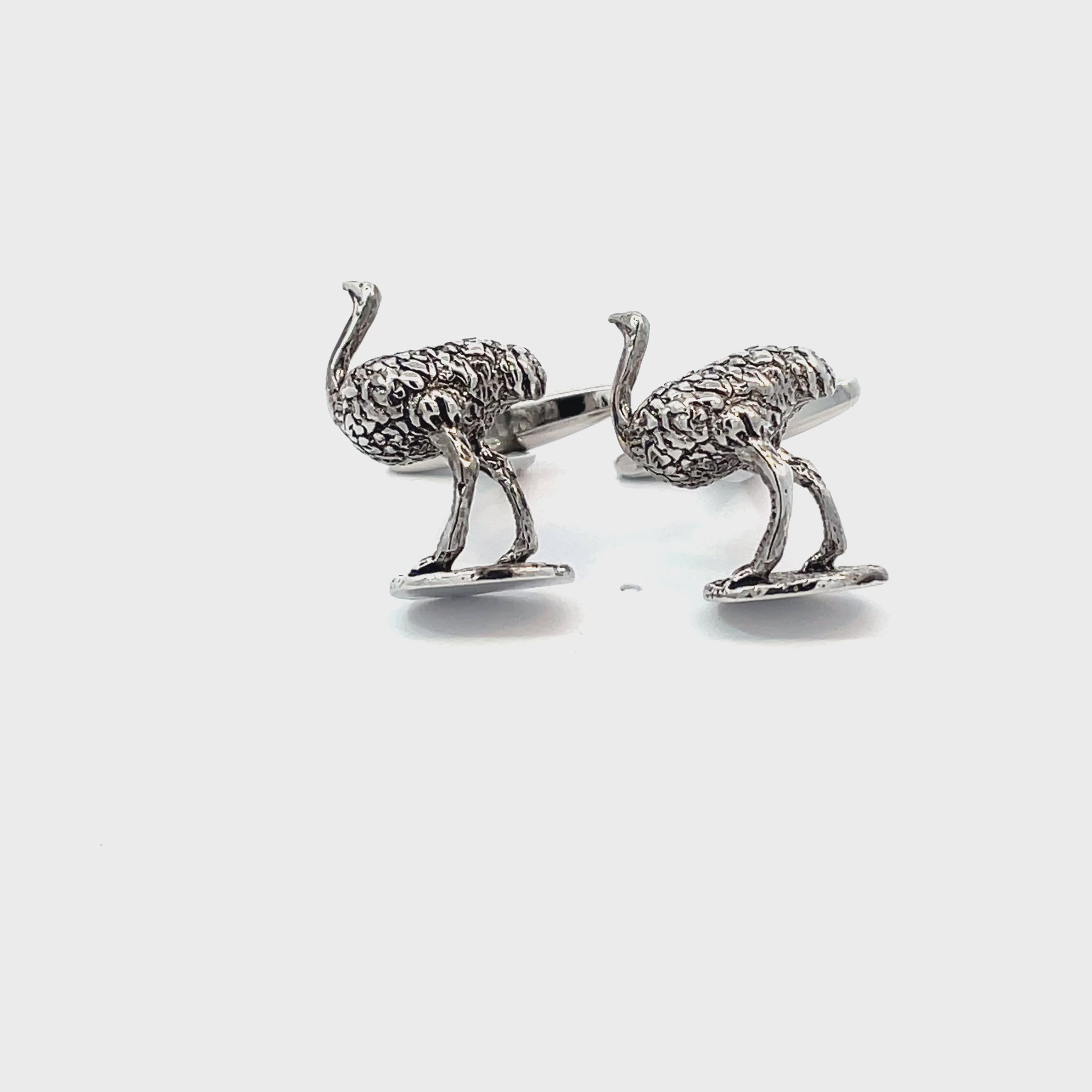 Emu Cufflinks in Antiqued Silver