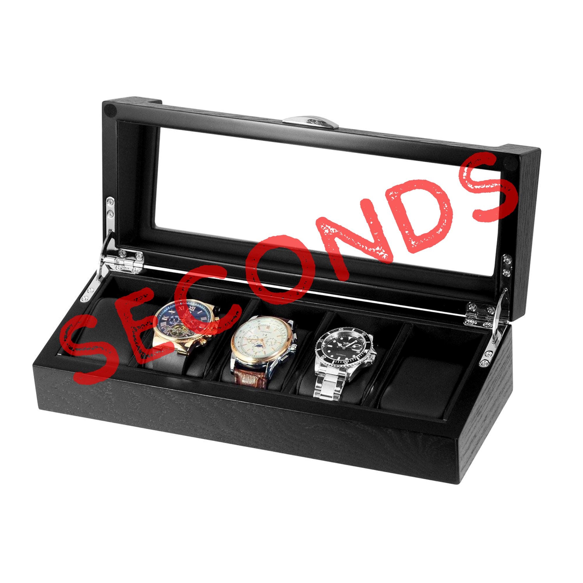 Seconds - 5 Slots Wooden Storage Watch Box Seconds Clinks 