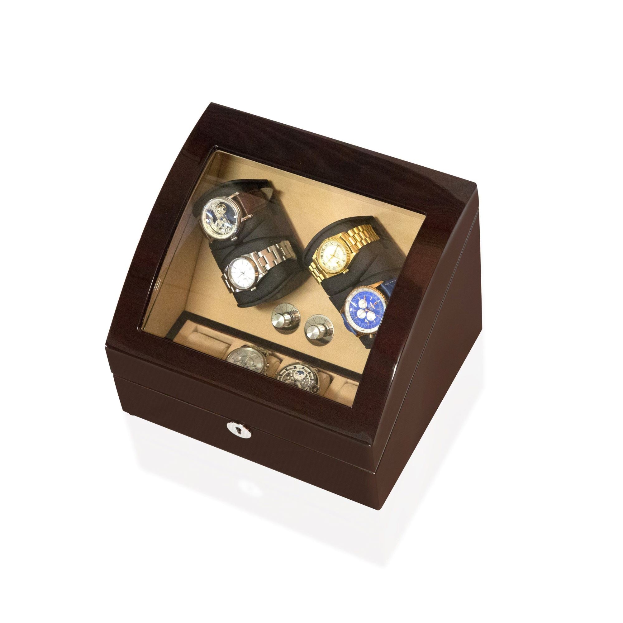 Seconds - Avoca Watch Winder Box 4 + 4 Watches in Mahogany (a) Seconds Clinks 