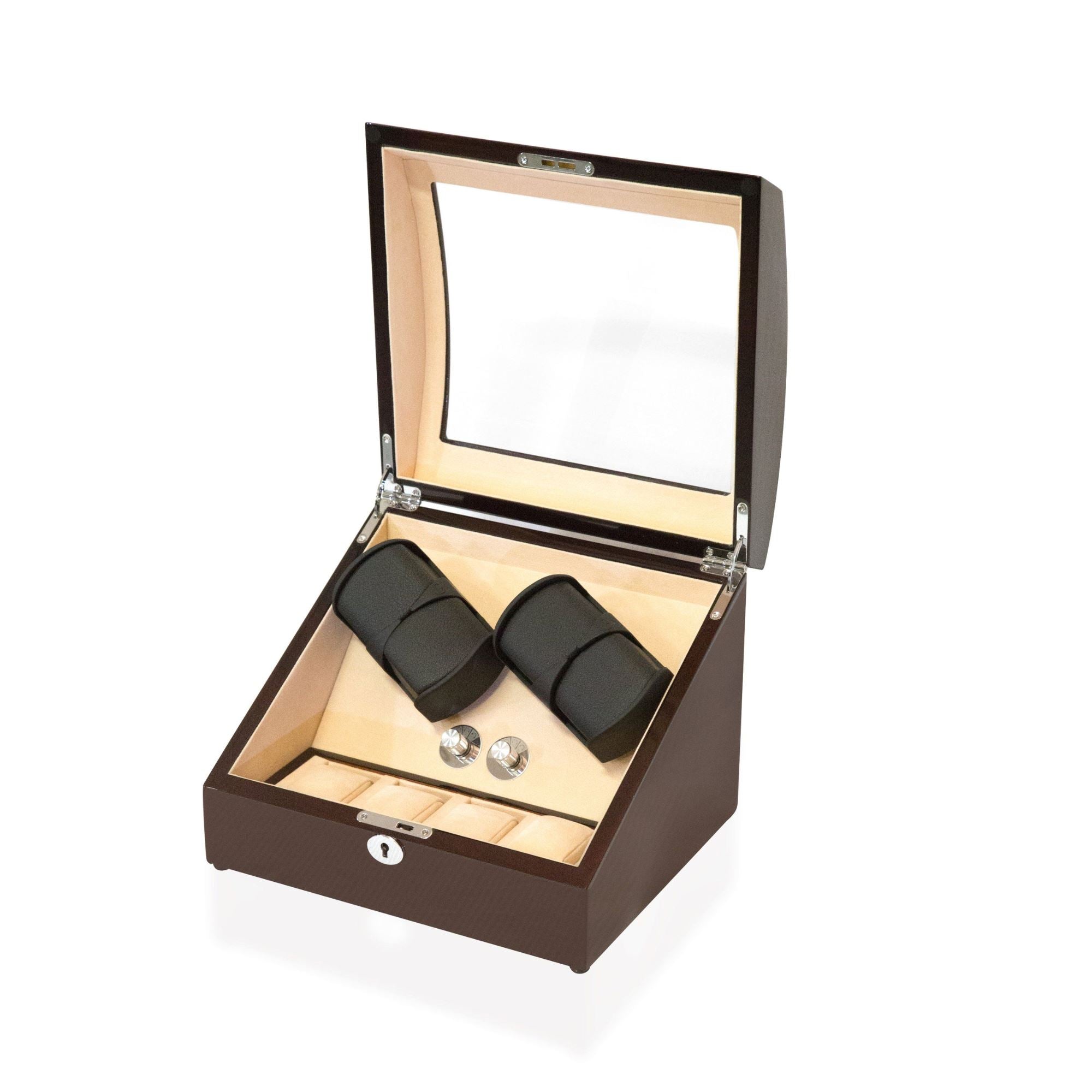 Seconds - Avoca Watch Winder Box 4 + 4 Watches in Mahogany (a) Seconds Clinks 