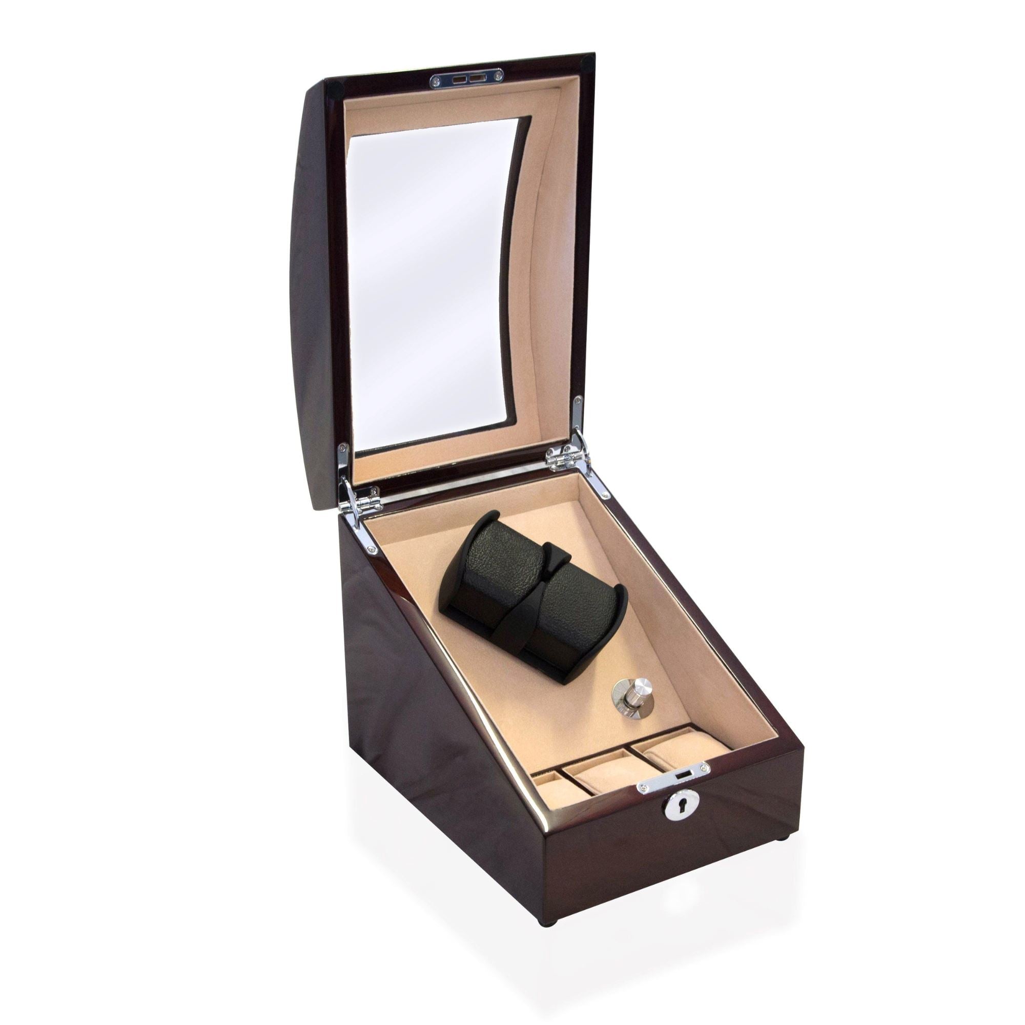 Seconds - Avoca Watch Winder Box for 2 + 3 watches in Mahogany (a) Seconds Clinks 