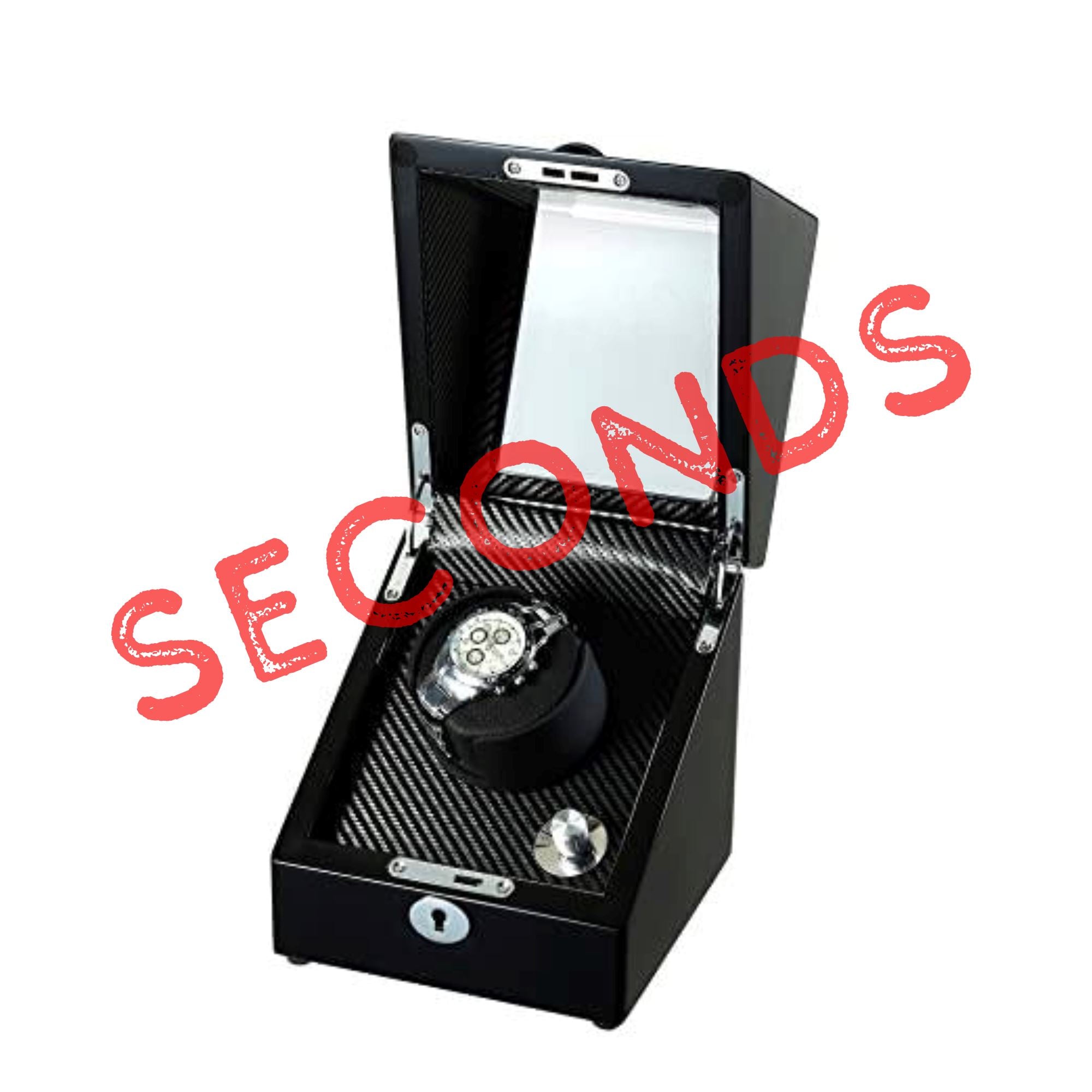Seconds - Waratah Watch Winder Box for 1 Watch in Black (a) Seconds Clinks 