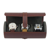 Seconds - Watch Roll Case for 3 in Dark Brown Vegan Leather Seconds Clinks