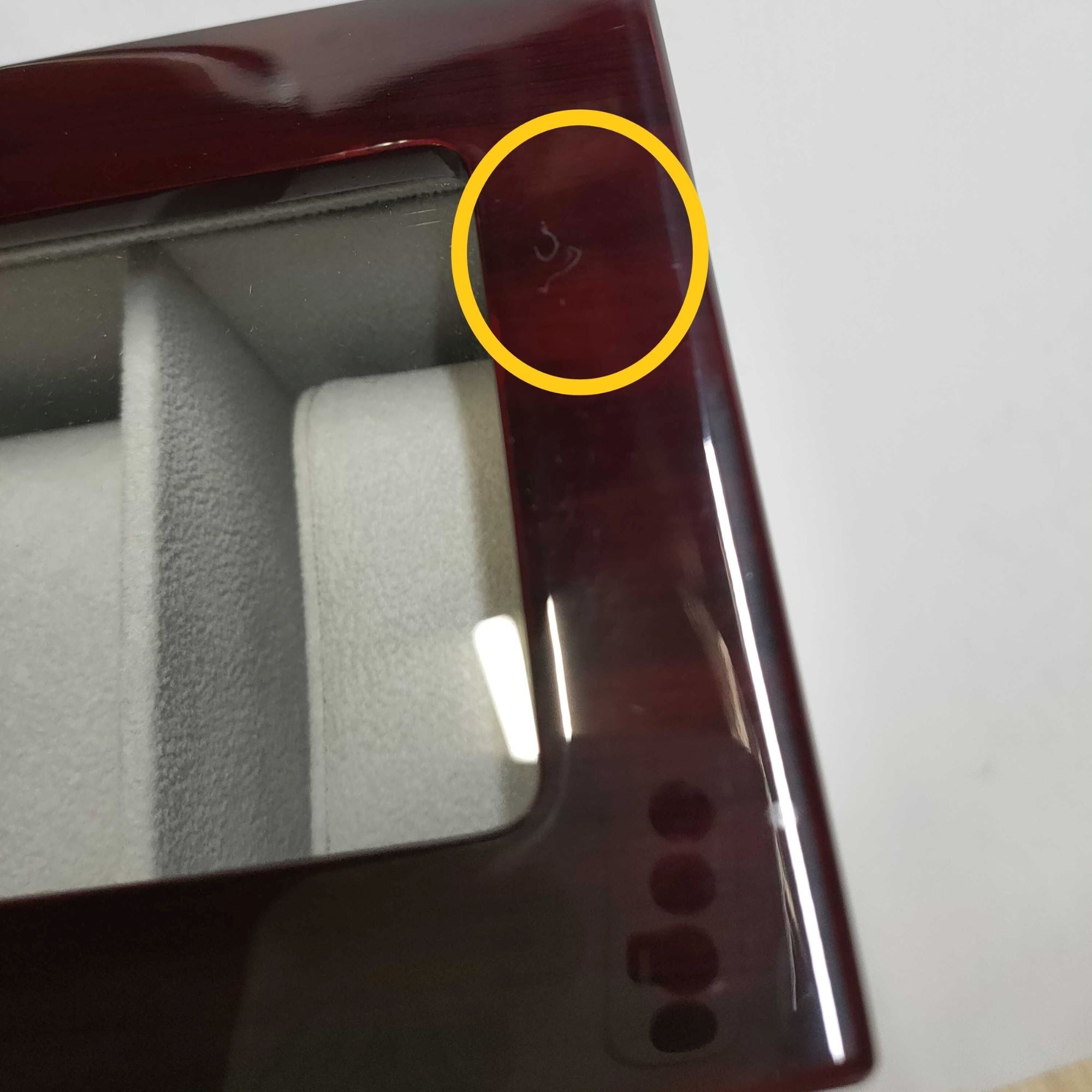 Seconds - Long Watch Box with Glass Top 6 Compartments in Mahogany Seconds Clinks 