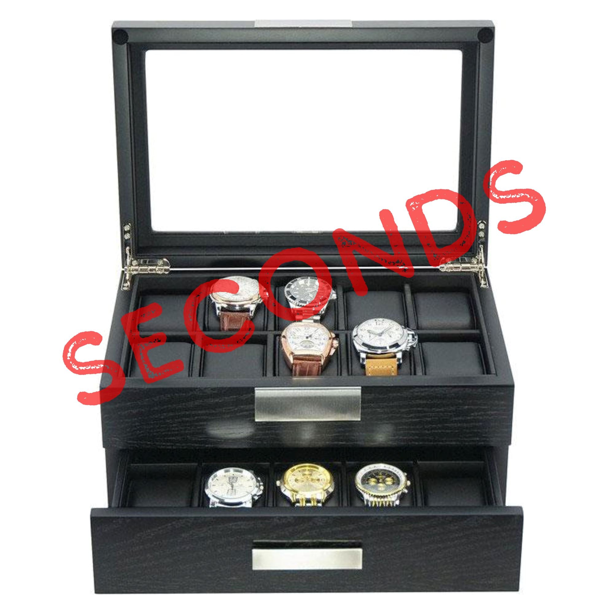 Seconds - Black Wooden Watch Box for 20 Watches Seconds Clinks 