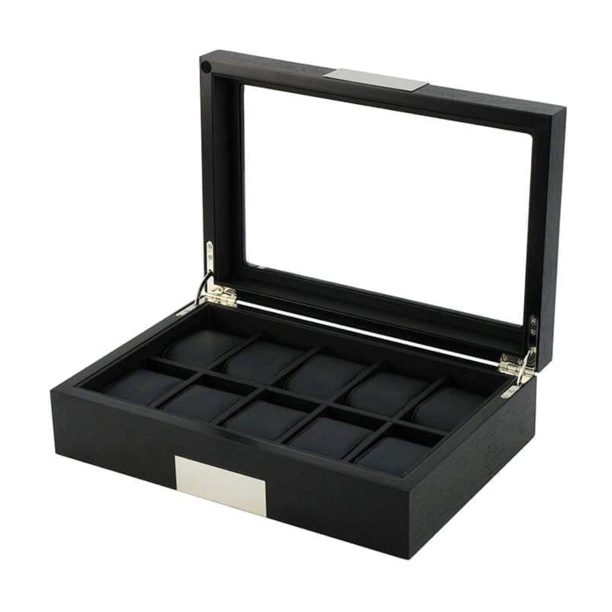 Seconds - 10 Slots Black Wooden Watch Box Seconds Clinks 