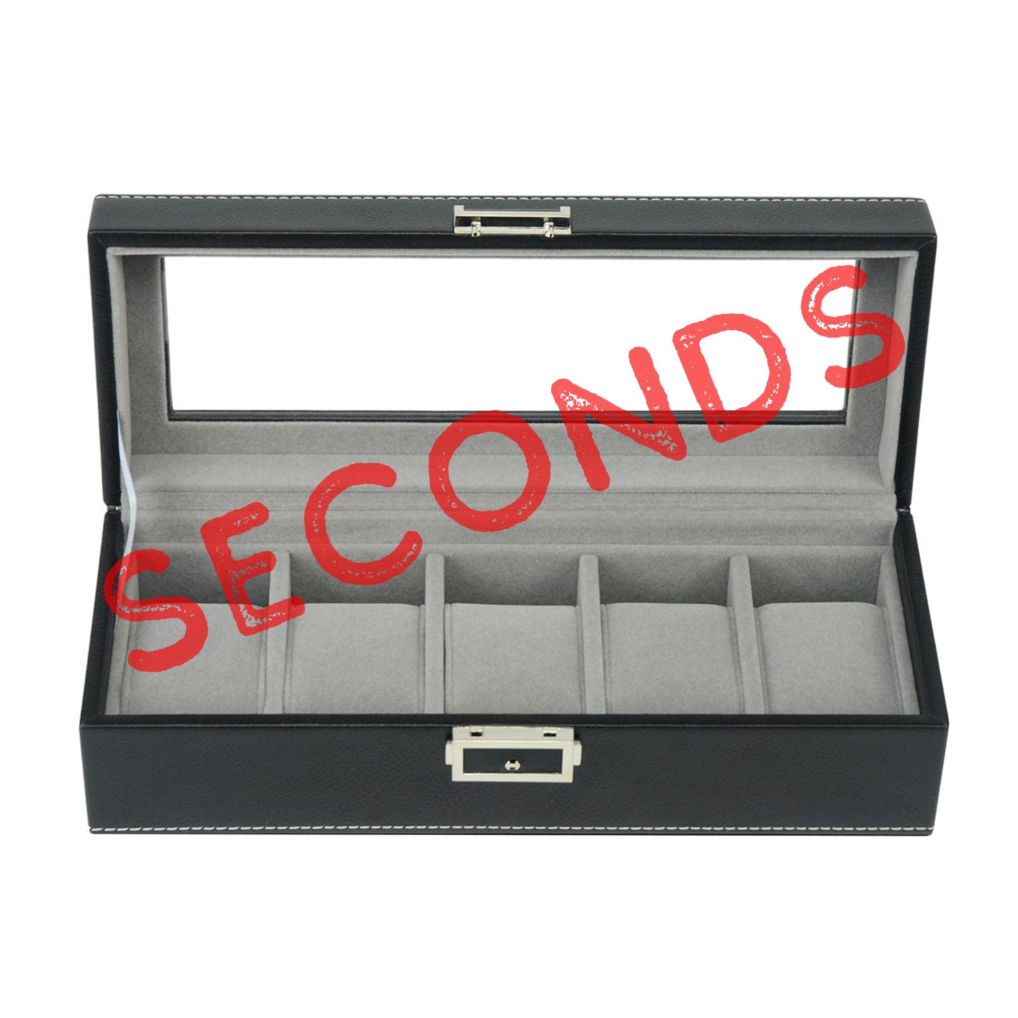 Seconds - Leather Watch Box for 5 Watches in Black Seconds Clinks 