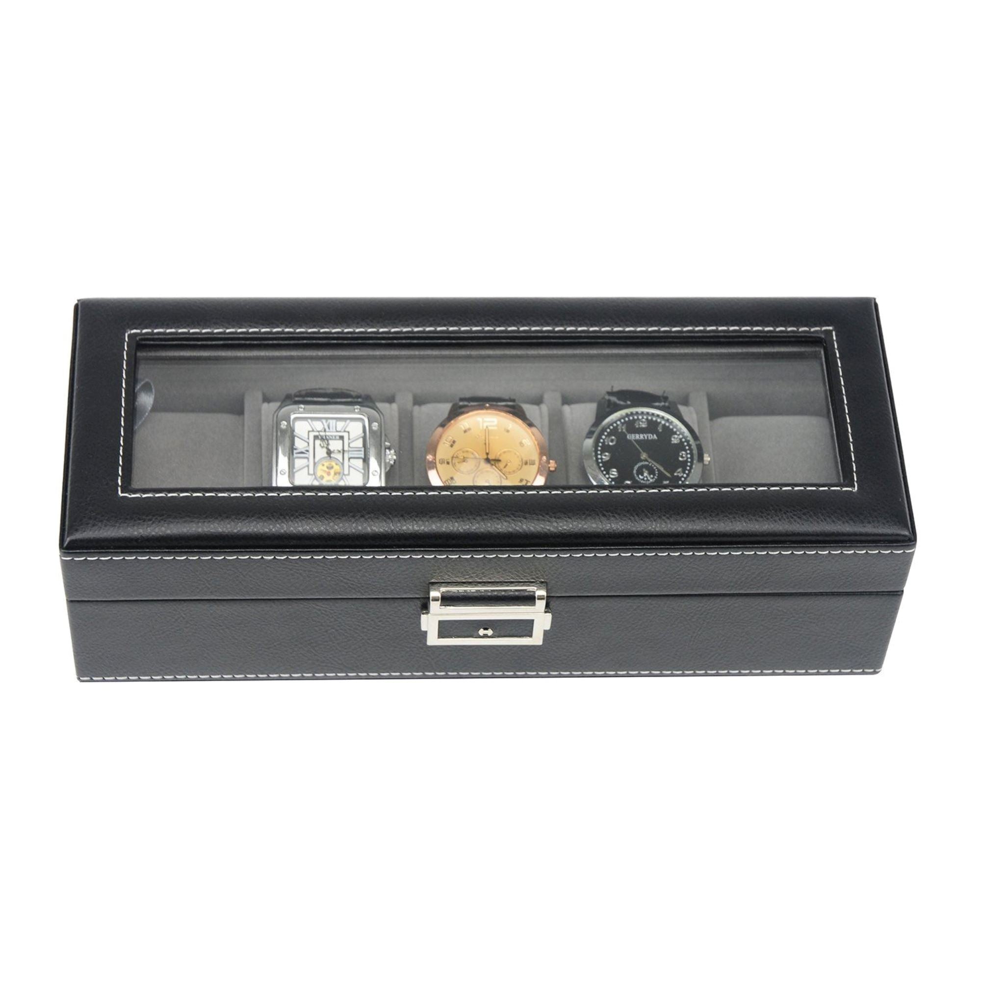 Seconds - Leather Watch Box for 5 Watches in Black Seconds Clinks 