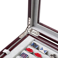 Seconds - 72 Pair Double Decker Mahogany Cufflink Box Seconds Clinks Australia