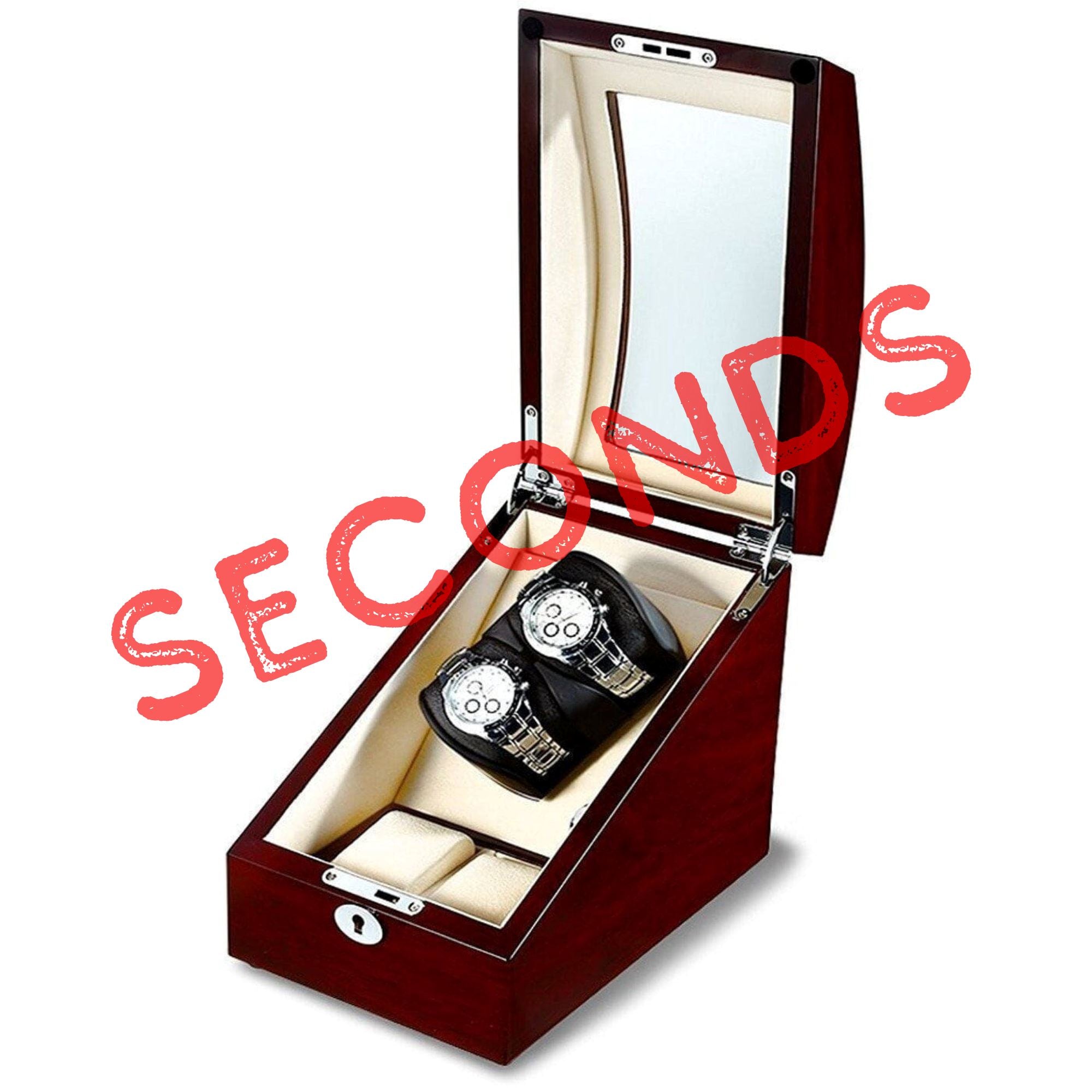 Seconds - Avoca Watch Winder Box for 2 + 2 Watches in Mahogany (b) Seconds Clinks 