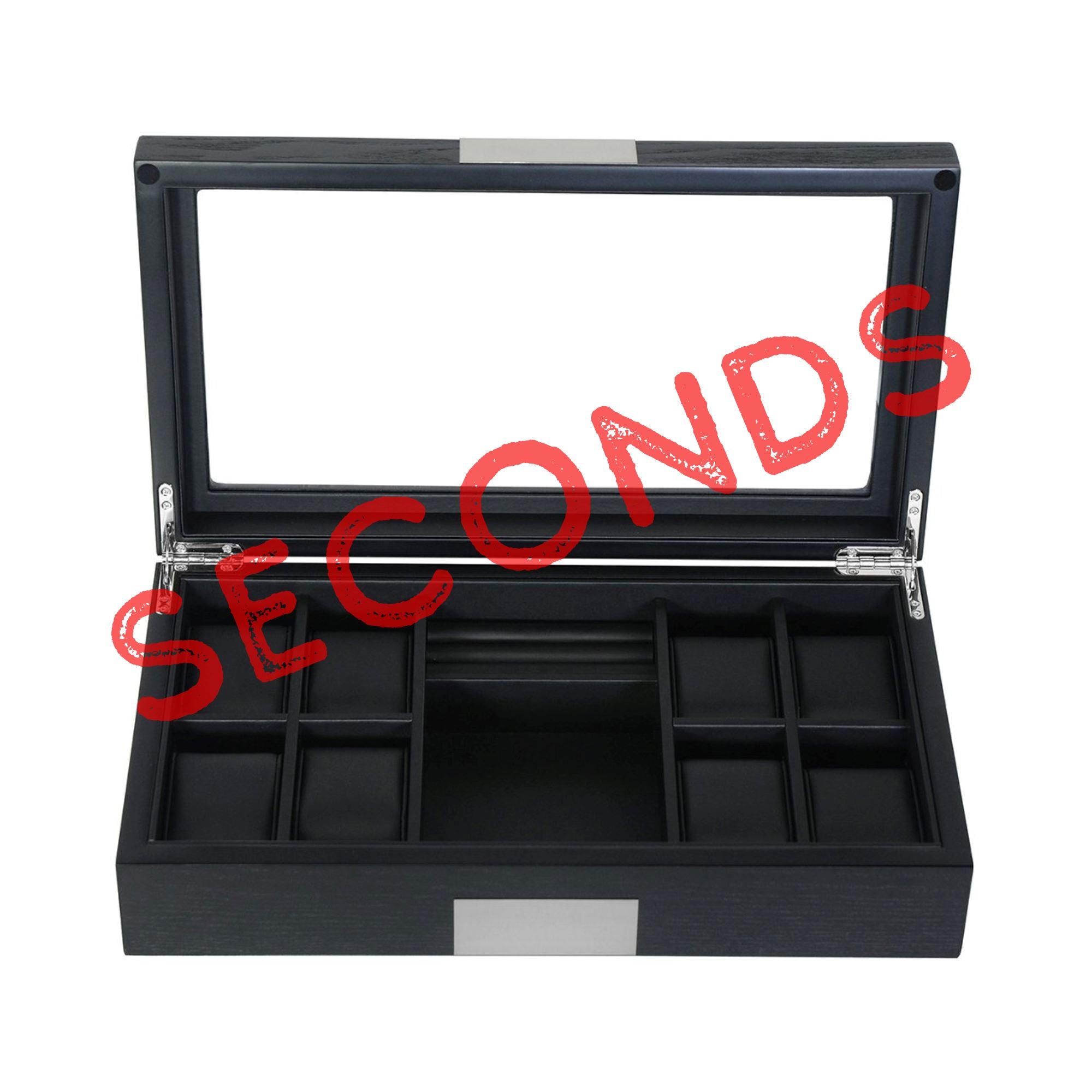 Seconds - Black Wooden Watch Box for 8 Watches + Organiser (c) Seconds Clinks 