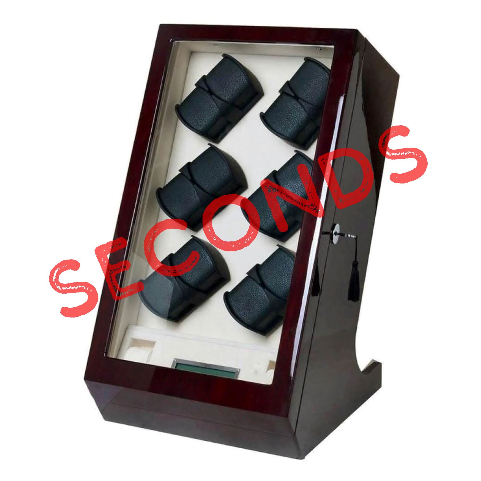 Seconds - Kosciuszko Watch Winder Box for 12 + 2 Watches in Mahogany (b) Seconds Clinks 