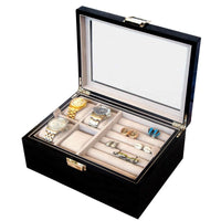 Seconds - 50 Pair Cufflink and Watch Box Double Decker Black (b) Seconds Clinks