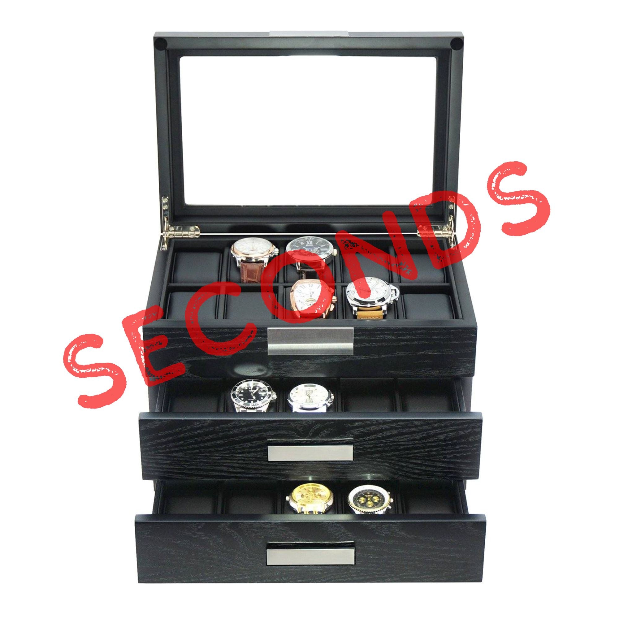 Seconds - Black Wooden Watch Box for 30 watches Seconds Clinks 