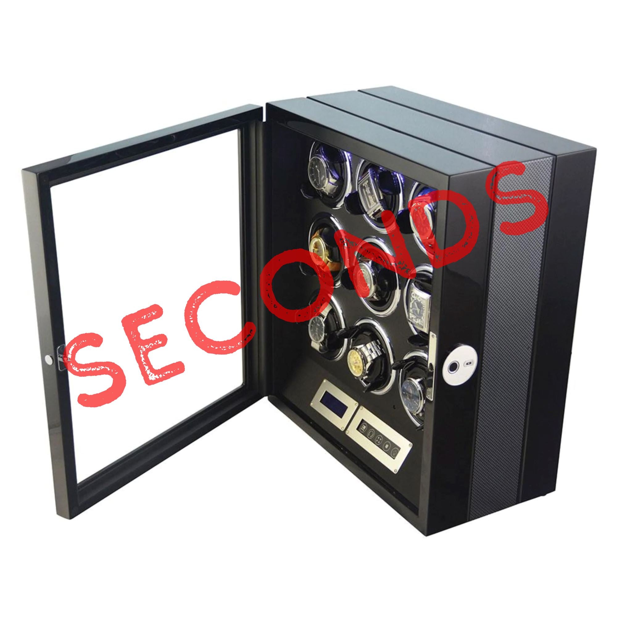 Seconds - Flinders Watch Winder for 9 Watches with Fingerprint Lock (b) Seconds Clinks 