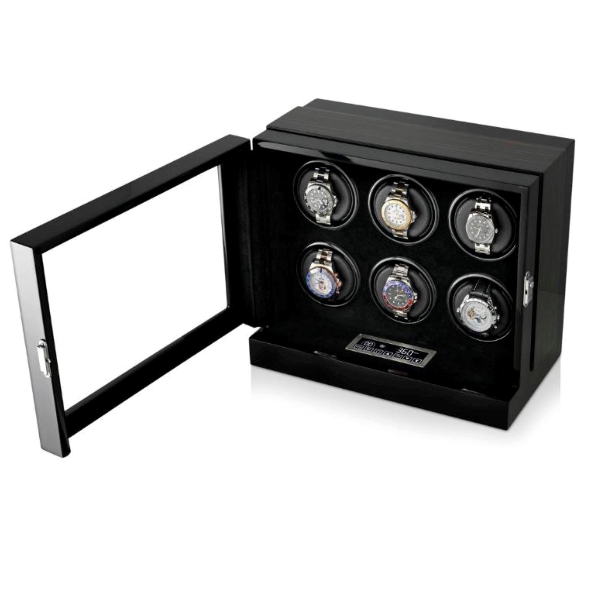 Seconds - Sydney Watch Winder Box for 6 Watches in Black (f) Seconds Clinks 