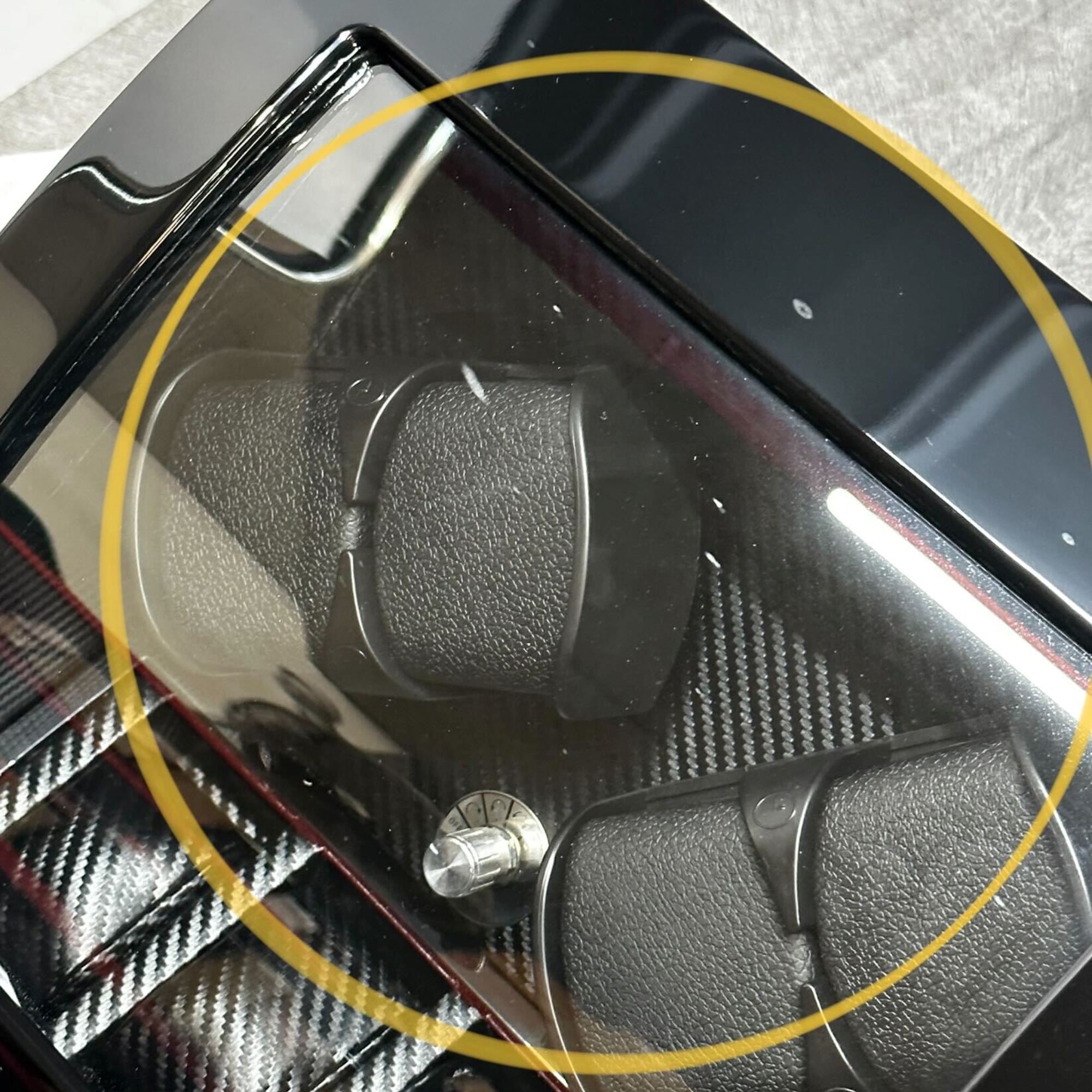 Seconds - Avoca Watch Winder Box 4 + 4 Watches in Black - Carbon Fibre Interior (c) Seconds Clinks 