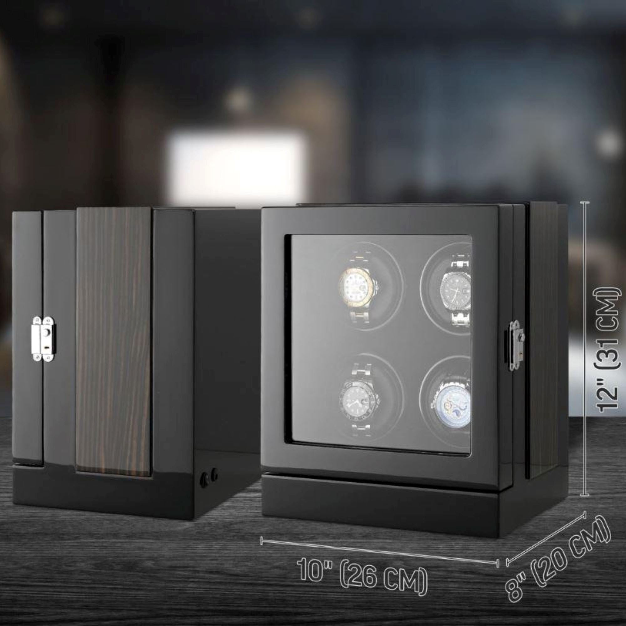 Seconds - Sydney Watch Winder Box for 4 Watches in Black (g) Seconds Clinks 