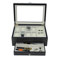 Seconds - Ginko Wooden Cufflink Watch Box with a Drawer (B) Seconds Clinks