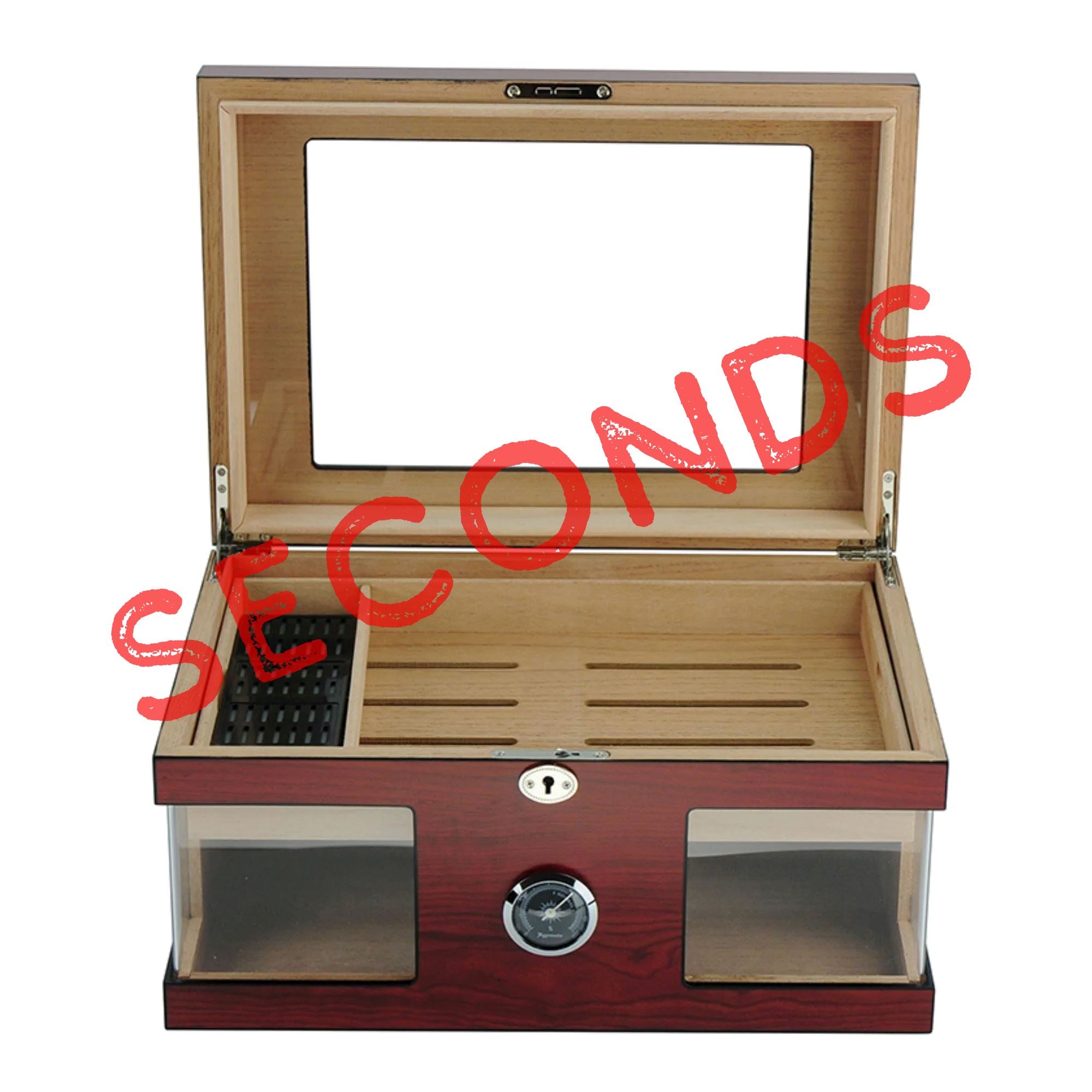 Seconds - 120 CT Brown Cigar Humidor Spanish Cedar Box for Cigars Seconds Clinks 