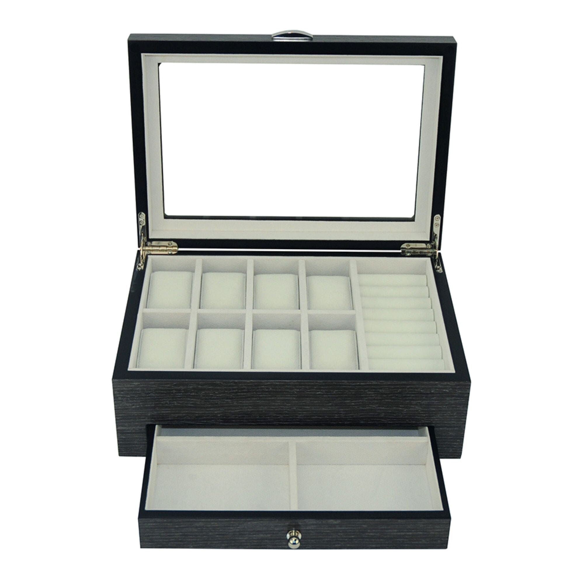 Seconds - Ginko Wooden Cufflink Watch Box with a Drawer (C) Seconds Clinks 