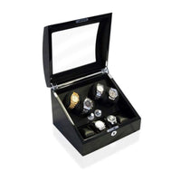 Seconds - Avoca Watch Winder Box 4 + 4 Watches in Black - Carbon Fibre Interior (d) Seconds Clinks