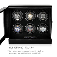 Seconds - Sydney Watch Winder Box for 6 Watches in Black (h) Seconds Clinks