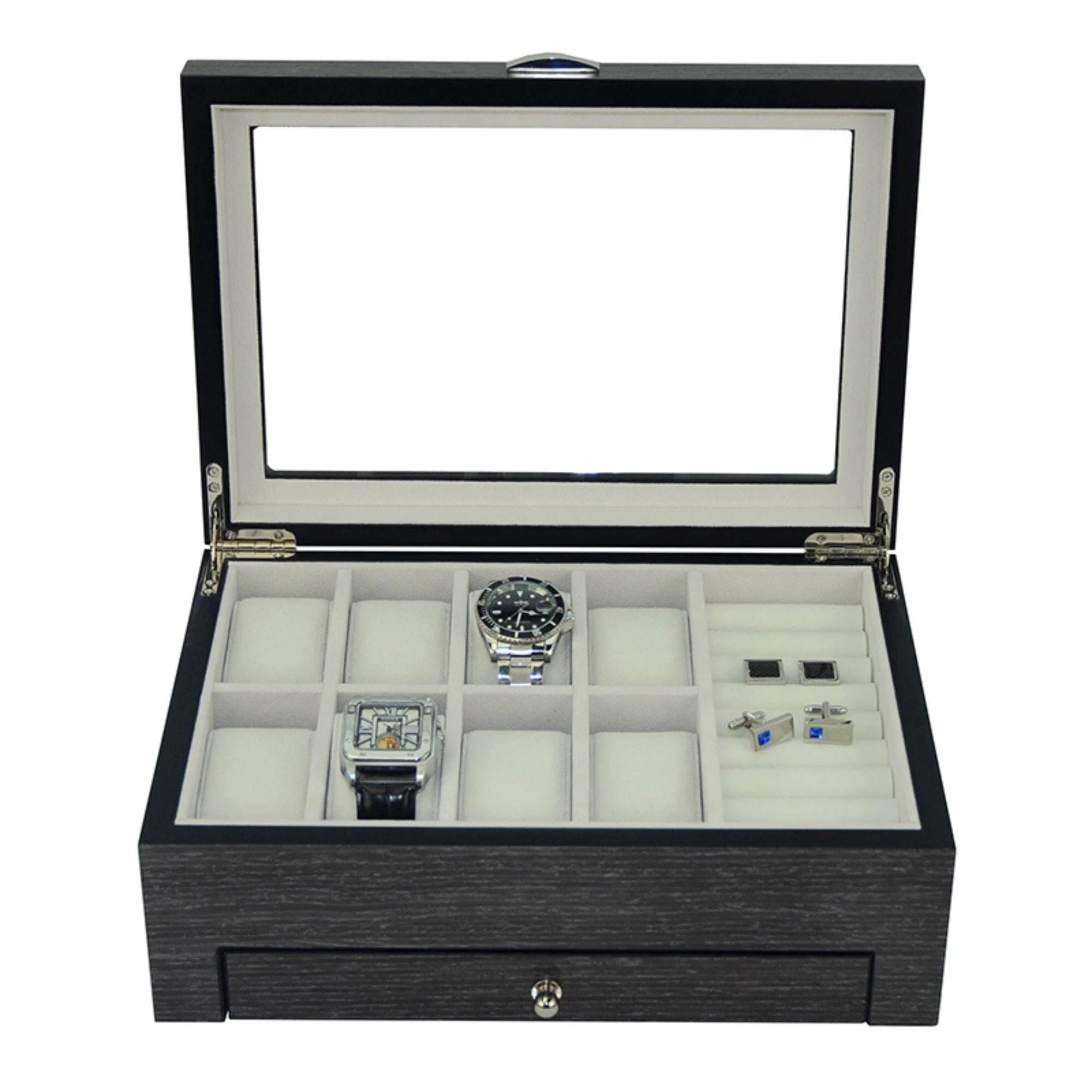 Seconds - Ginko Wooden Cufflink Watch Box with a Drawer (D) Seconds Clinks 