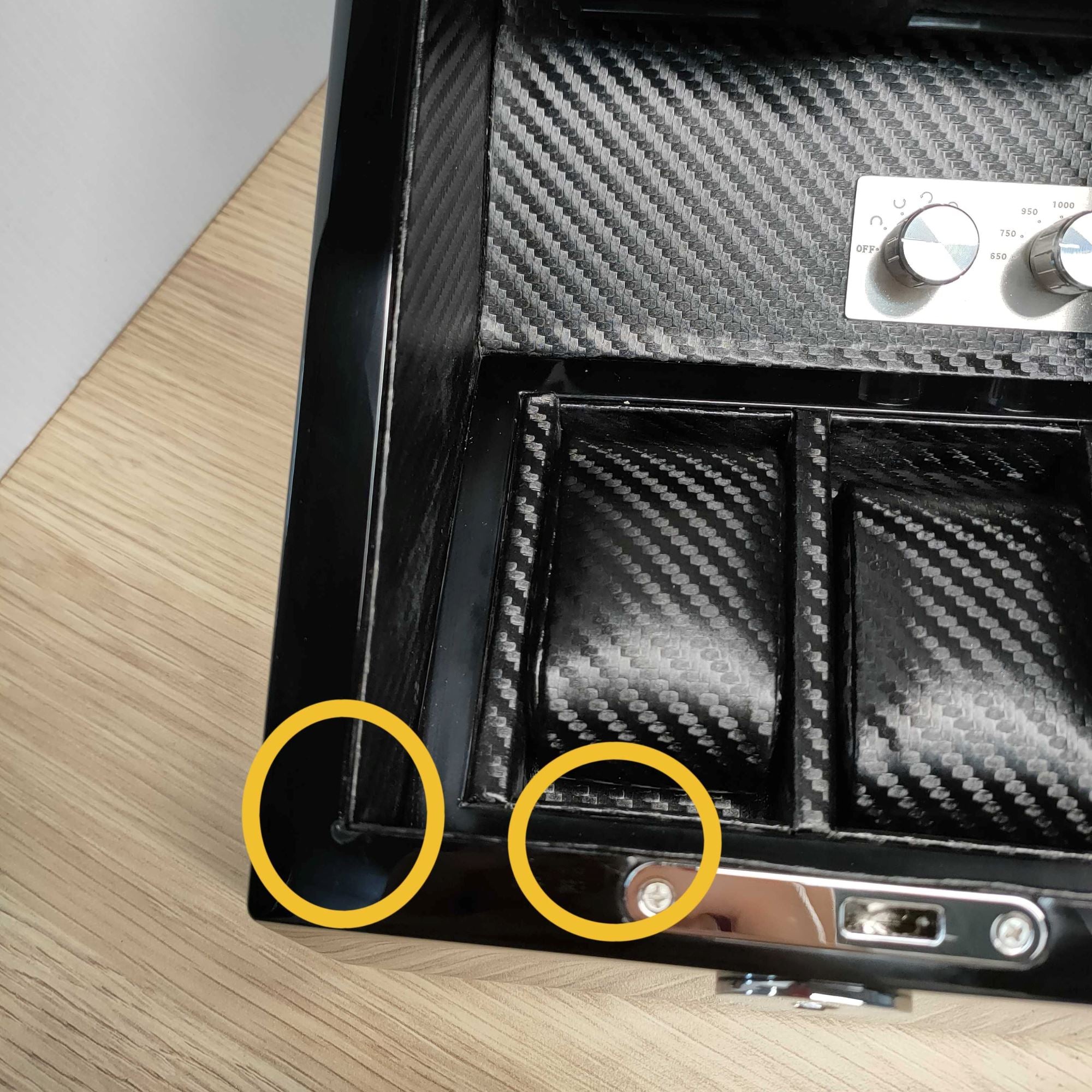 Seconds - Avoca Watch Winder Box for 2 + 2 Watches in Black Seconds Clinks 