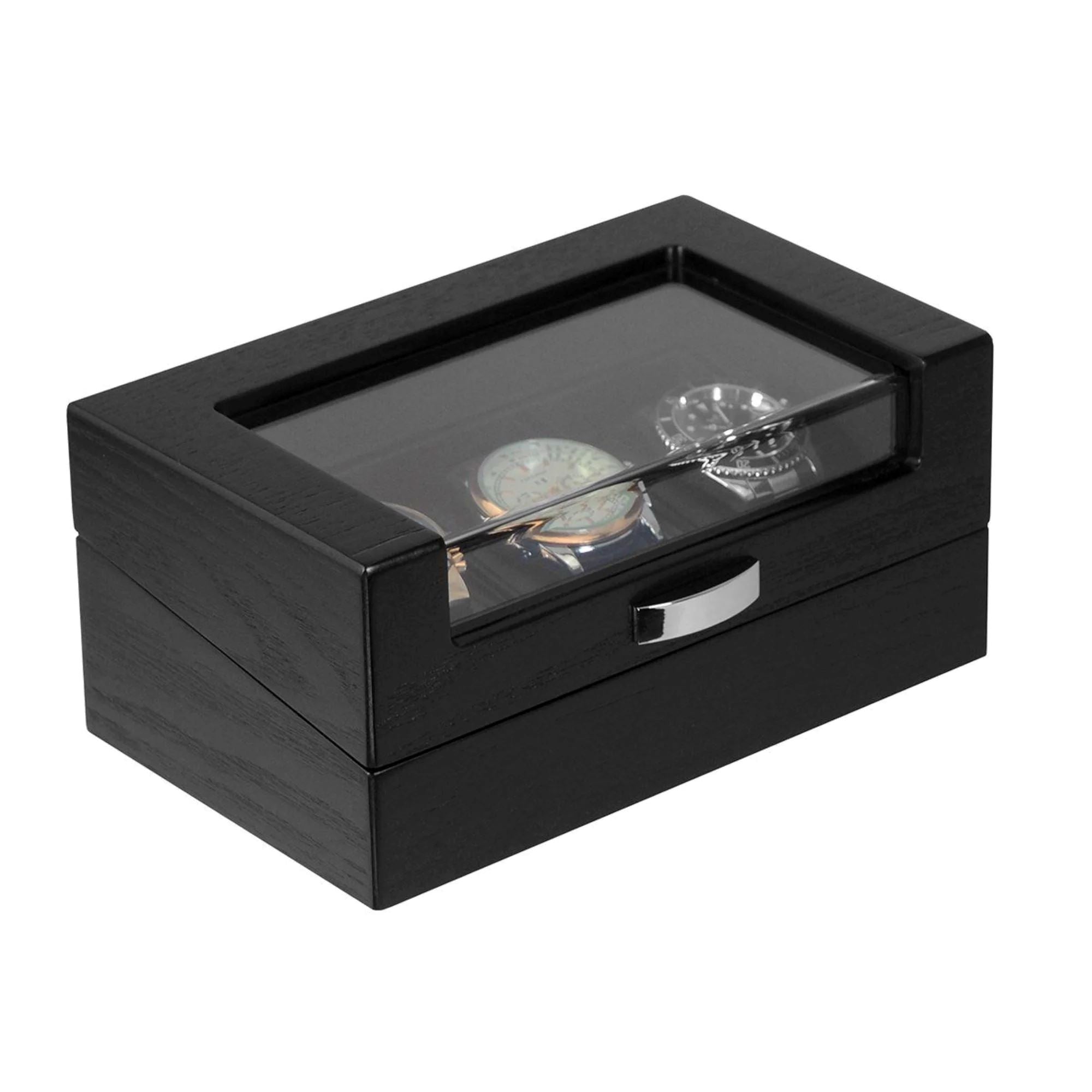 Seconds - 3 Slots Black Wooden Watch Box Seconds Clinks 