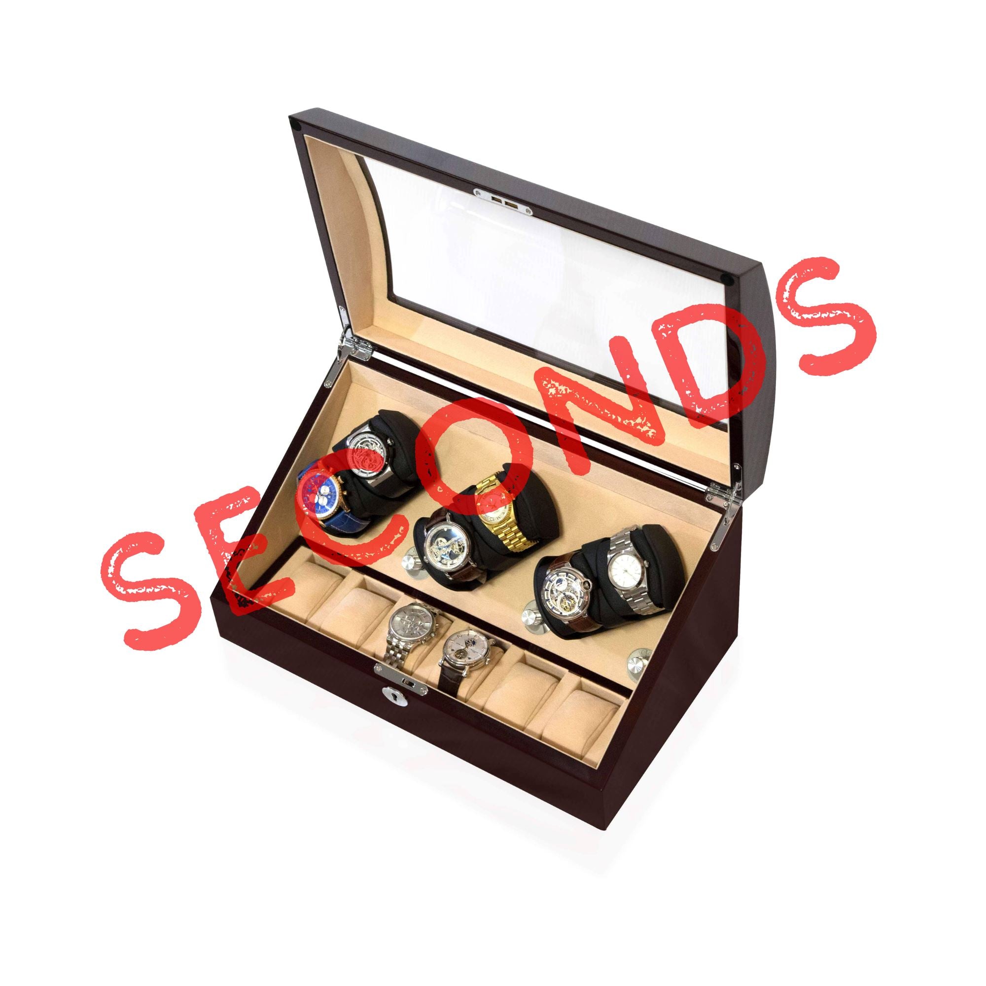 Seconds - Avoca Watch Winder Box 6 + 6 Watches in Mahogany (E) Seconds Clinks 