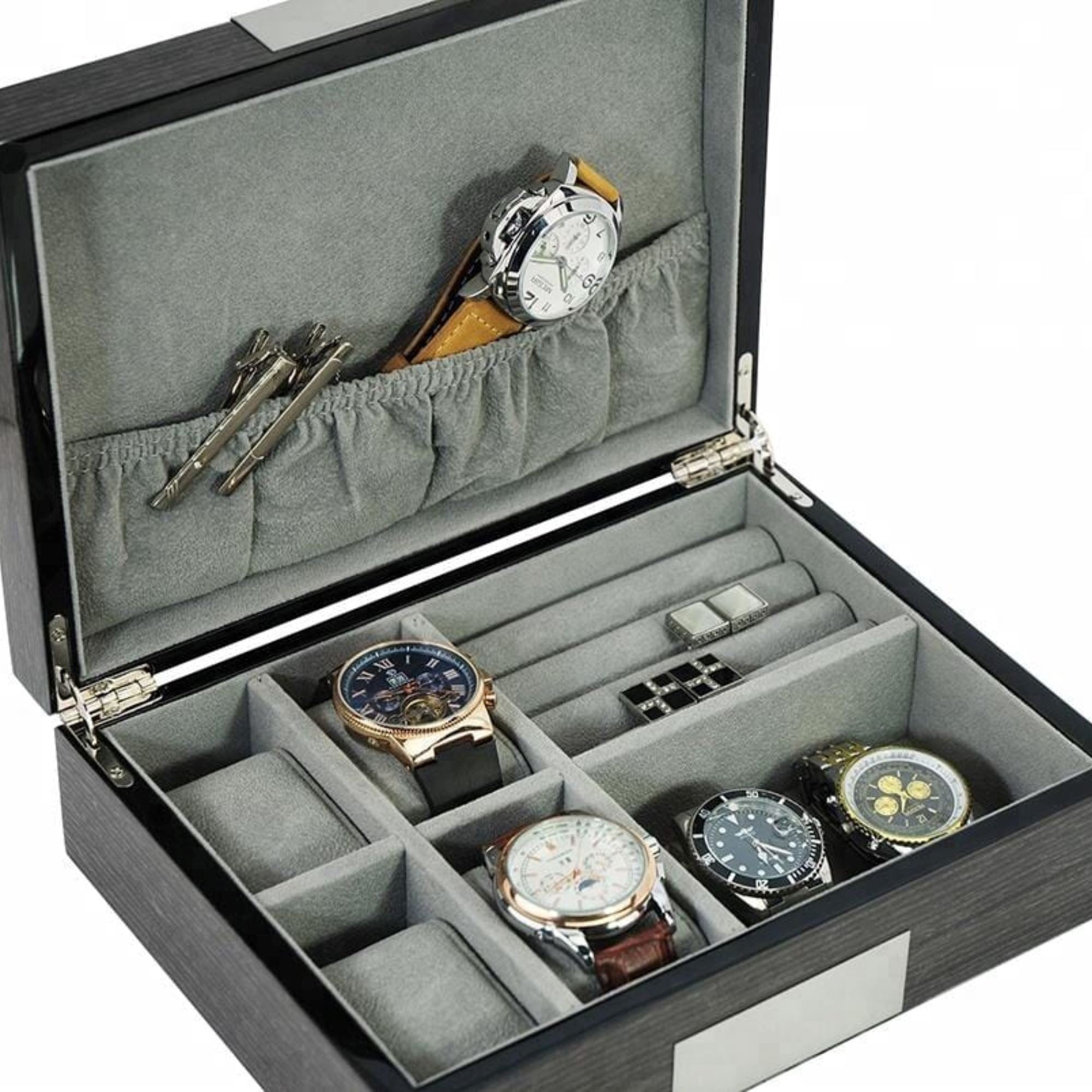 Seconds - Wenge Wooden Cufflink Watch Box (b) Seconds Clinks 