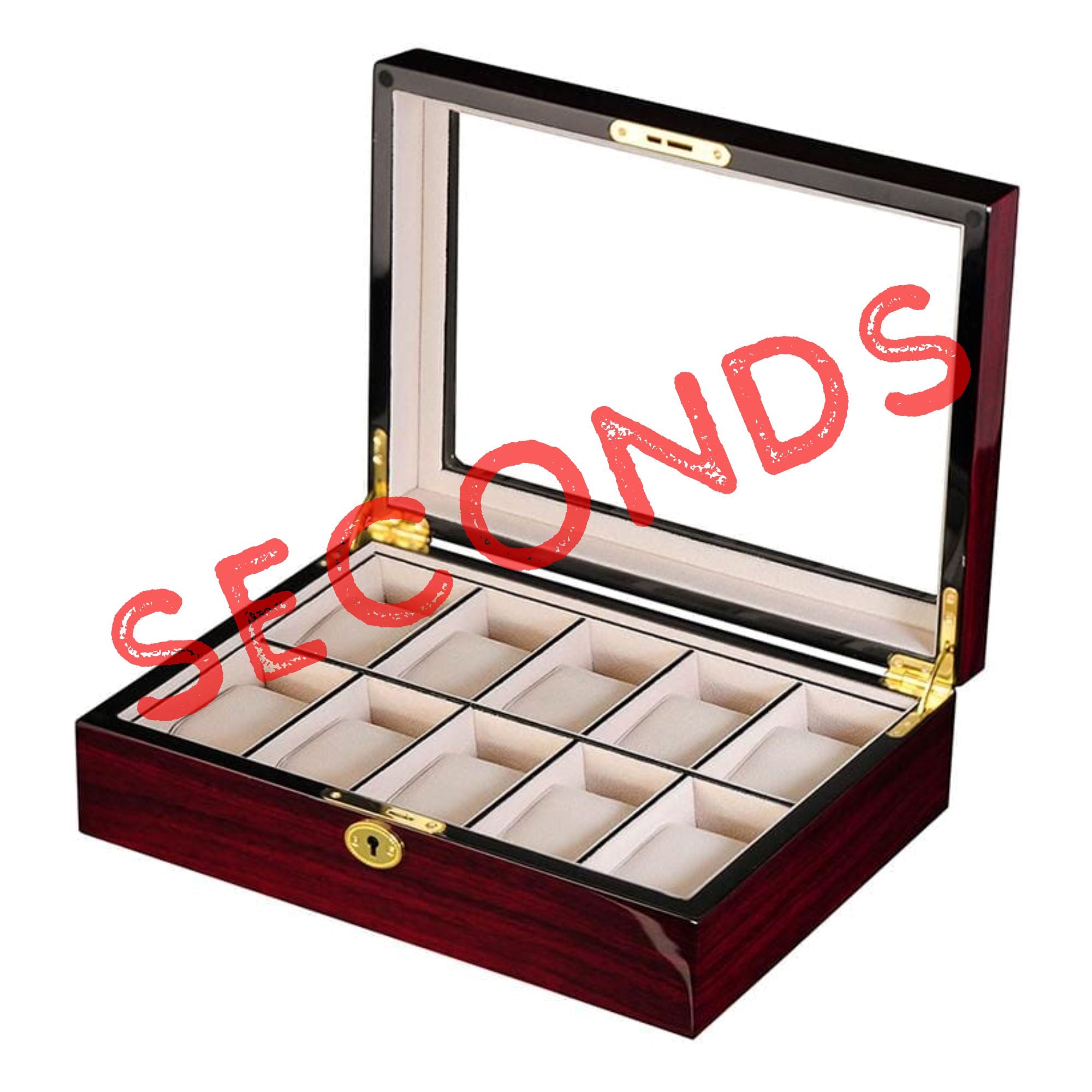 Seconds - Dark Cherry Wooden Watch Box for 10 Watches Seconds Clinks 