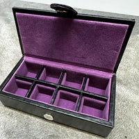 Seconds - 8 Pair Bonded Leather Black/Purple Cufflink Storage Box Seconds Clinks Australia