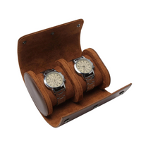 Seconds - Watch Roll Case for 2 in Brown Vegan Leather